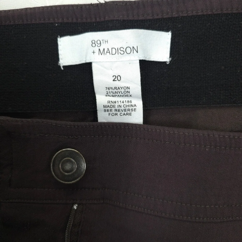 89th + Madison Women 20 Brown Stretch‎ Straight Leg Dress Pants Casual Office